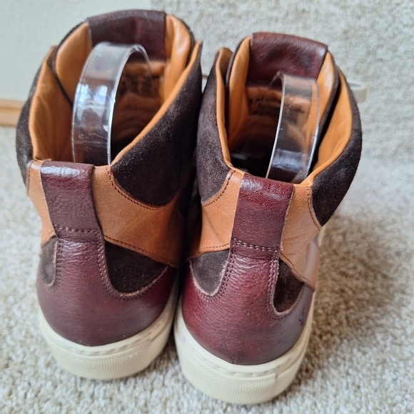 Frye Owen Mens Leather Two Tone Brown High Top Sneaker Size 8.5 - Picture 4 of 10